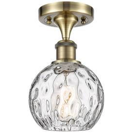 Athens Water Glass  6" Semi-Flush Mount - Antique Brass - Clear Water Athens Water Glass  6" Semi-Flush Mount - Antique Brass - Clear Water