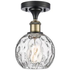 Athens Water Glass  6" Semi-Flush Mount - Black Brass - Clear Water Gl Athens Water Glass  6" Semi-Flush Mount - Black Brass - Clear Water Gl