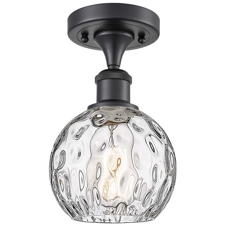 Image 1 Athens Water Glass 6" Semi-Flush Mount - Matte Black - Clear