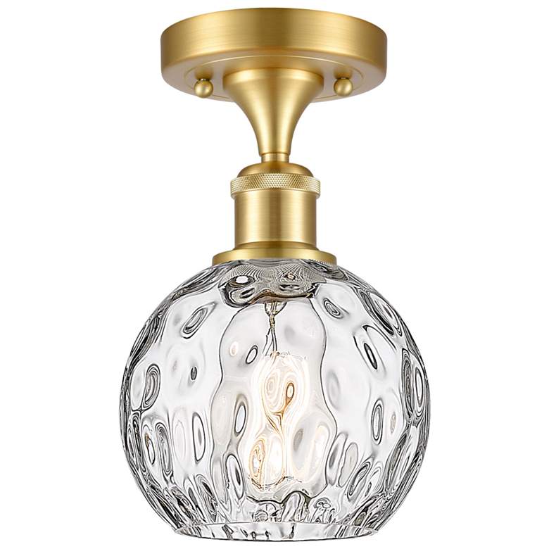 Image 1 Athens Water Glass 6" Semi-Flush Mount - Satin Gold - Clear Water Gla