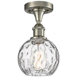 Athens Water Glass 6" Semi-Flush Mount - Satin Nickel - Clear