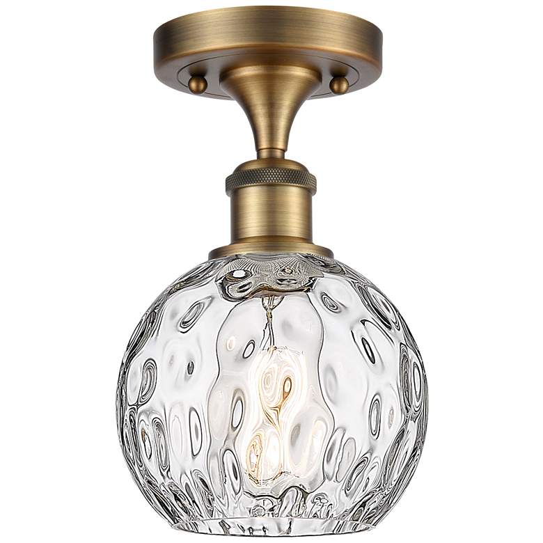 Image 1 Athens Water Glass 6" LED Semi-Flush Mount - Brass - Clear Water Glass