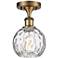 Athens Water Glass 6" LED Semi-Flush Mount - Brass - Clear Water Glass