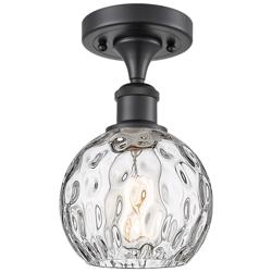 Athens Water Glass  6" LED Semi-Flush Mount - Matte Black - Clear