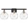 Athens Water Glass 8" 3 Light 26" Bath Light - Black Brass - Clea