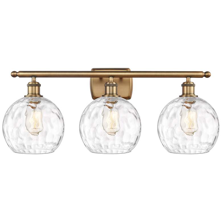 Image 1 Athens Water Glass 8" 3 Light 26" Bath Light - Brushed Brass - Cl