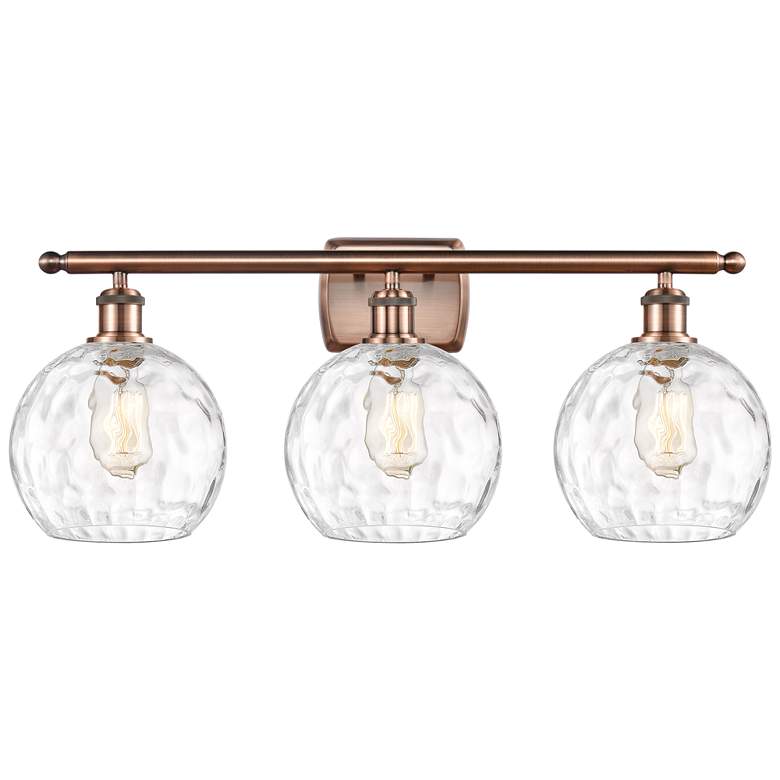 Image 1 Athens Water Glass 8" 3 Light 26" Bath Light - Copper - Clear Sha