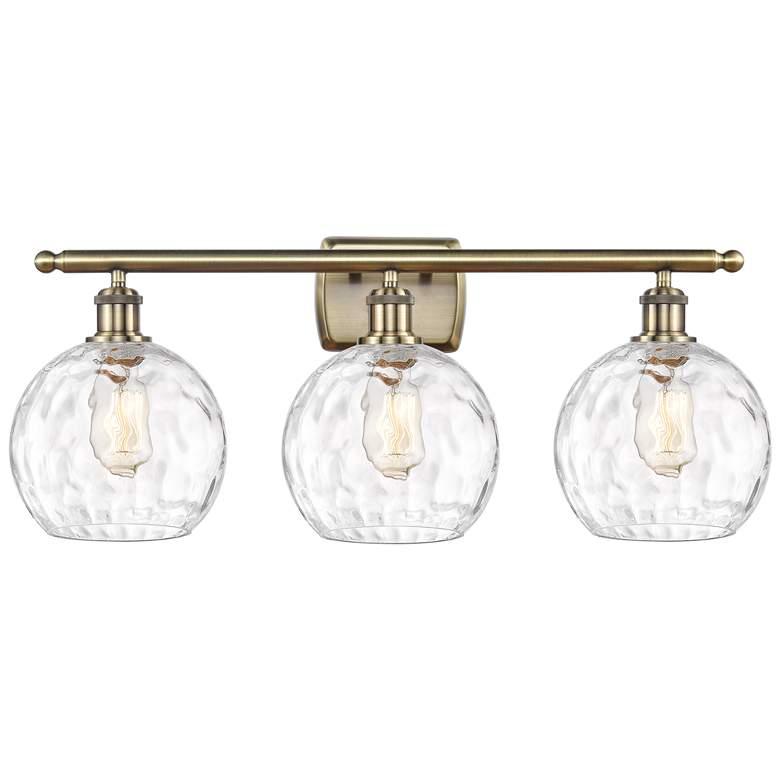 Image 1 Athens Water Glass 8" 3 Light 26" LED Bath Light - Antique Brass