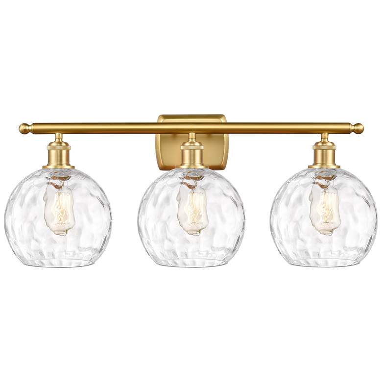 Image 1 Athens Water Glass 8" 3 Light 26" LED Bath Light - Satin Gold - C