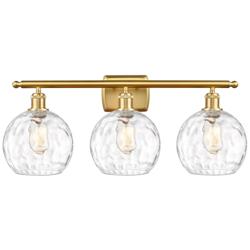Athens Water Glass 8" 3 Light 26" LED Bath Light - Satin Gold - C