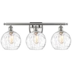 Athens Water Glass 8" 3 Light 26" LED Bath Light - Satin Nickel -