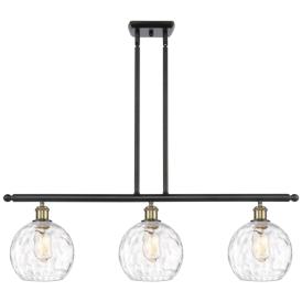 Athens Water Glass 8" 3 Light 36" Island Light - Black Brass  - C Athens Water Glass 8" 3 Light 36" Island Light - Black Brass  - C