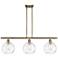 Athens Water Glass 8" 3 Light 36" Island Light - Brass - Clear W
