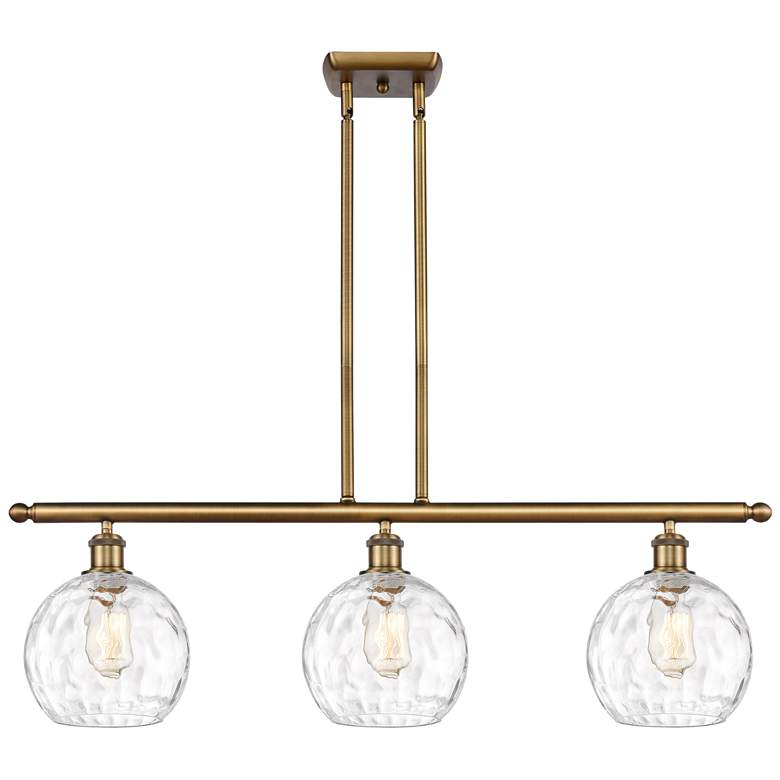 Image 1 Athens Water Glass 8" 3 Light 36" Island Light - Brushed Brass -