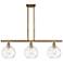 Athens Water Glass 8" 3 Light 36" Island Light - Brushed Brass -