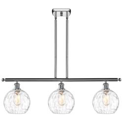 Athens Water Glass 8" 3 Light 36" Island Light - Polished Chrome