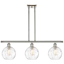 Athens Water Glass 8" 3 Light 36" Island Light - Polished Nickel