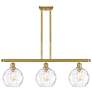 Athens Water Glass 8" 3 Light 36" Island Light - Satin Gold  - Cl