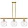 Athens Water Glass 8" 3 Light 36" Island Light - Satin Gold  - Cl
