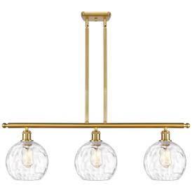 Athens Water Glass 8" 3 Light 36" Island Light - Satin Gold  - Cl Athens Water Glass 8" 3 Light 36" Island Light - Satin Gold  - Cl