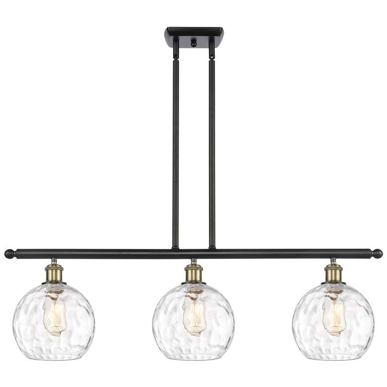 Image 1 Athens Water Glass 8" 3 Light 36" LED Island Light - Black Brass