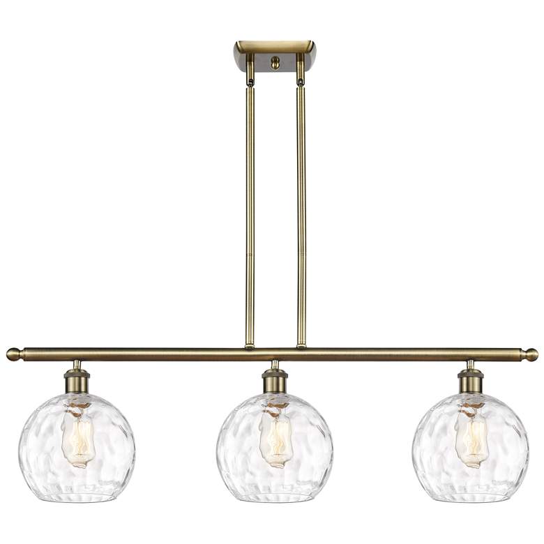 Image 1 Athens Water Glass 8" 3 Light 36" LED Island Light - Brass - Cle