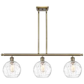 Athens Water Glass 8" 3 Light 36" LED Island Light - Brass  - Cle Athens Water Glass 8" 3 Light 36" LED Island Light - Brass  - Cle
