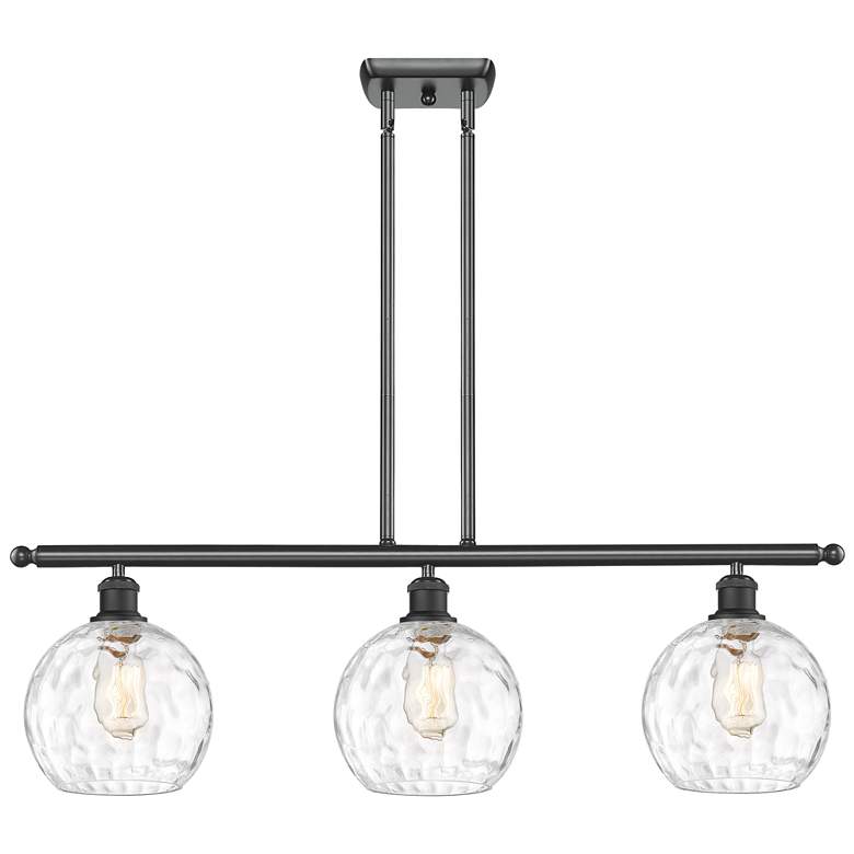Image 1 Athens Water Glass 8" 3 Light 36" LED Island Light - Matte Black