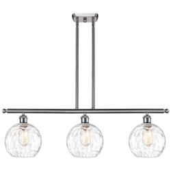 Athens Water Glass 8" 3 Light 36" LED Island Light - Satin Nickel