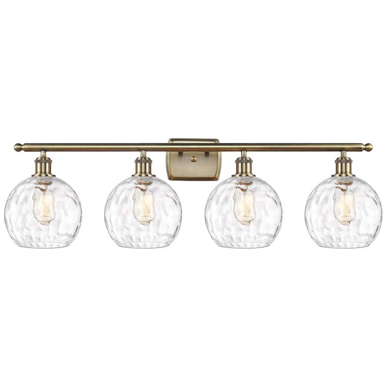 Image 1 Athens Water Glass 8" 4 Light 36" Bath Light - Antique Brass - Cl