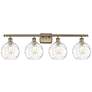 Athens Water Glass 8" 4 Light 36" Bath Light - Antique Brass - Cl