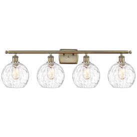 Athens Water Glass 8" 4 Light 36" Bath Light - Antique Brass - Cl Athens Water Glass 8" 4 Light 36" Bath Light - Antique Brass - Cl