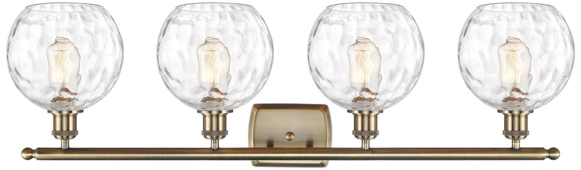 Image 2 Athens Water Glass 8" 4 Light 36" Bath Light - Antique Brass - Cl more views