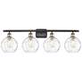 Athens Water Glass 8" 4 Light 36" Bath Light - Black Brass - Clea
