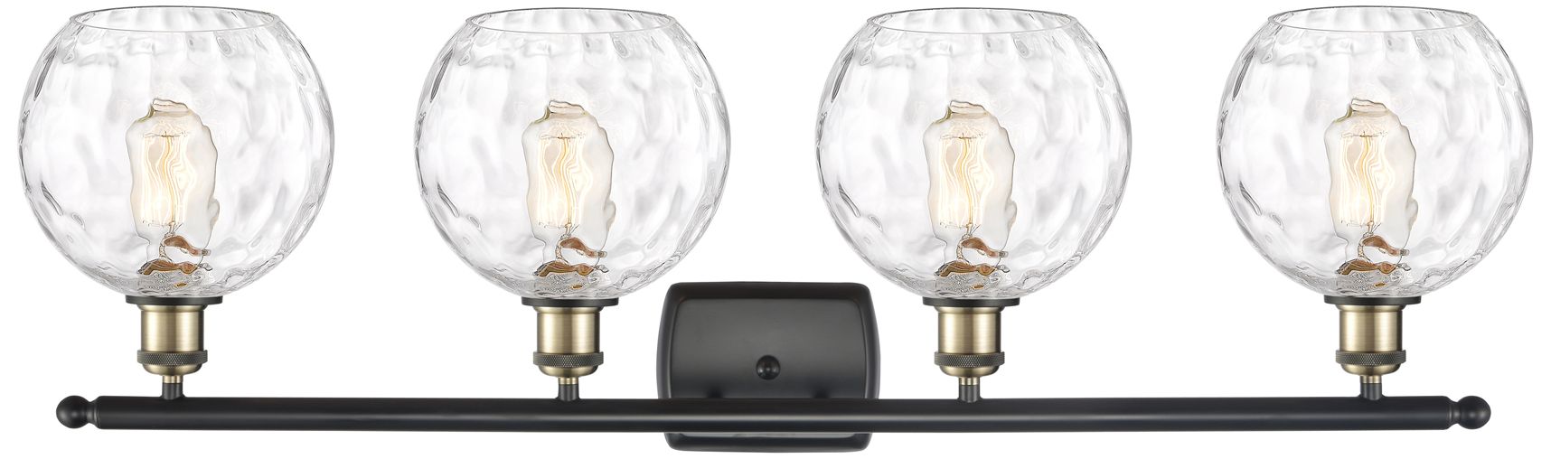 Image 2 Athens Water Glass 8" 4 Light 36" Bath Light - Black Brass - Clea more views
