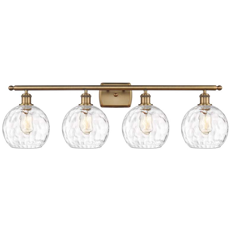 Image 1 Athens Water Glass 8" 4 Light 36" Bath Light - Brushed Brass - Cl