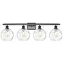 Athens Water Glass 8" 4 Light 36" Bath Light - Matte Black - Clea
