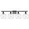 Athens Water Glass 8" 4 Light 36" Bath Light - Matte Black - Clea
