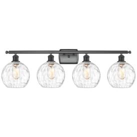 Athens Water Glass 8" 4 Light 36" Bath Light - Matte Black - Clea Athens Water Glass 8" 4 Light 36" Bath Light - Matte Black - Clea