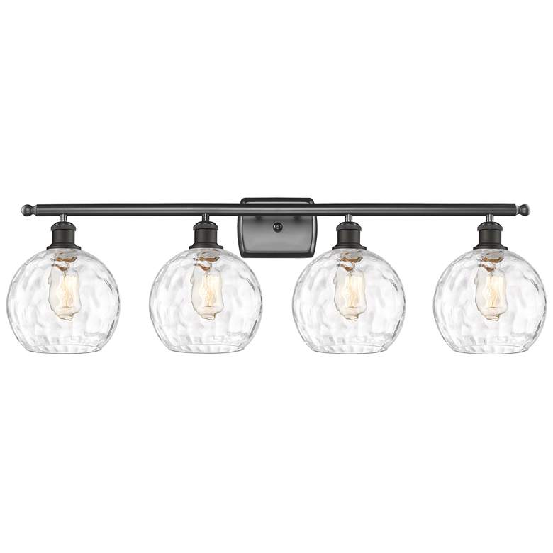 Image 1 Athens Water Glass 8" 4 Light 36" Bath Light - Oil Rubbed Bronze