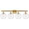 Athens Water Glass 8" 4 Light 36" Bath Light - Satin Gold - Clear