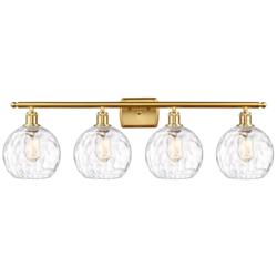 Athens Water Glass 8" 4 Light 36" Bath Light - Satin Gold - Clear