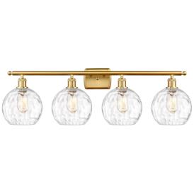 Athens Water Glass 8" 4 Light 36" Bath Light - Satin Gold - Clear Athens Water Glass 8" 4 Light 36" Bath Light - Satin Gold - Clear