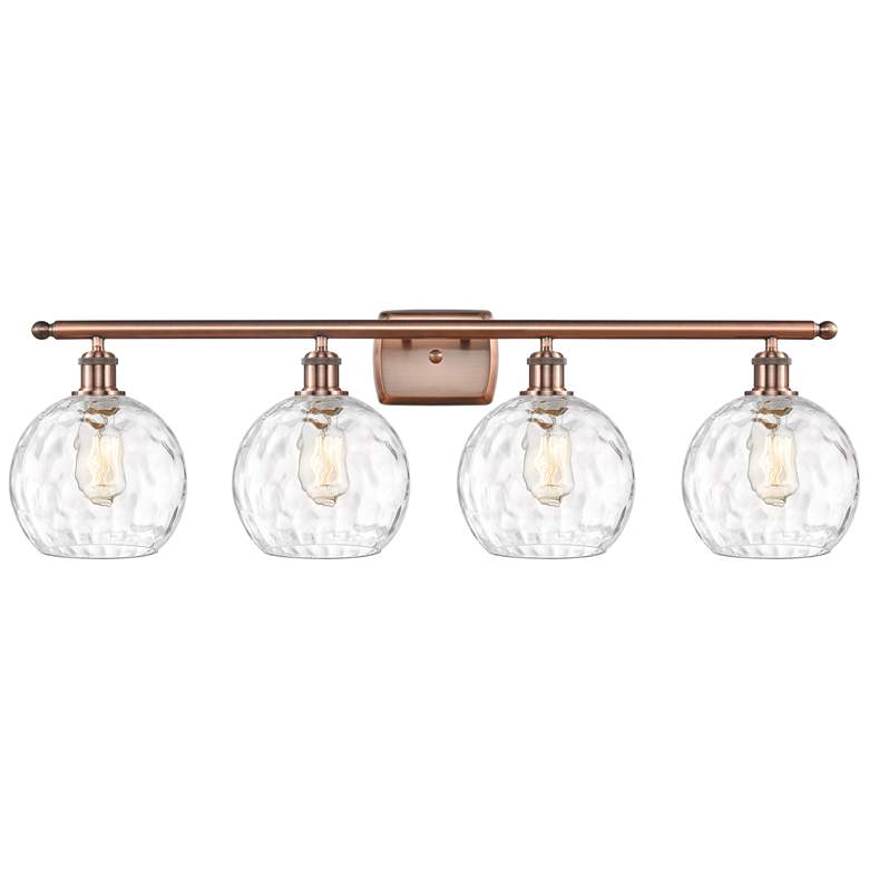 Image 1 Athens Water Glass 8" 4 Light 36" LED Bath Light - Copper - Clear