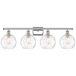 Athens Water Glass 8" 4 Light 36" LED Bath Light - Polished Nicke