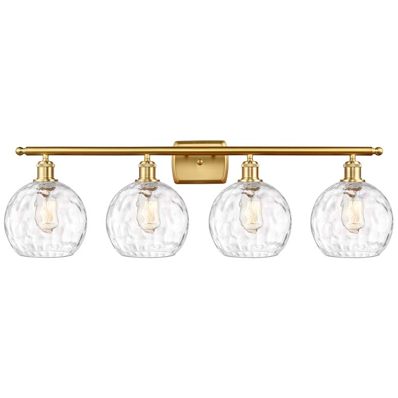 Image 1 Athens Water Glass 8" 4 Light 36" LED Bath Light - Satin Gold - C