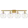 Athens Water Glass 8" 4 Light 36" LED Bath Light - Satin Gold - C