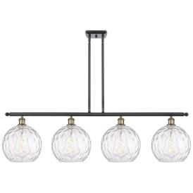 Athens Water Glass 8" 4 Light 48" Island Light - Black Brass  - C Athens Water Glass 8" 4 Light 48" Island Light - Black Brass  - C