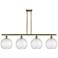 Athens Water Glass 8" 4 Light 48" Island Light - Brass - Clear W