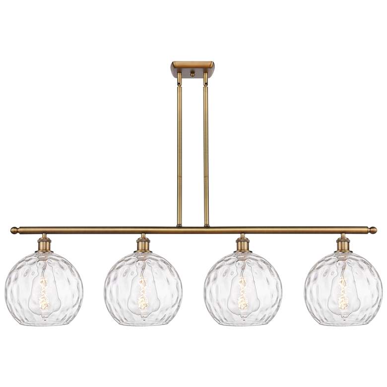 Image 1 Athens Water Glass 8" 4 Light 48" Island Light - Brushed Brass -